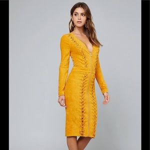 *Sold*Bebe Lace up Suede Midi Dress